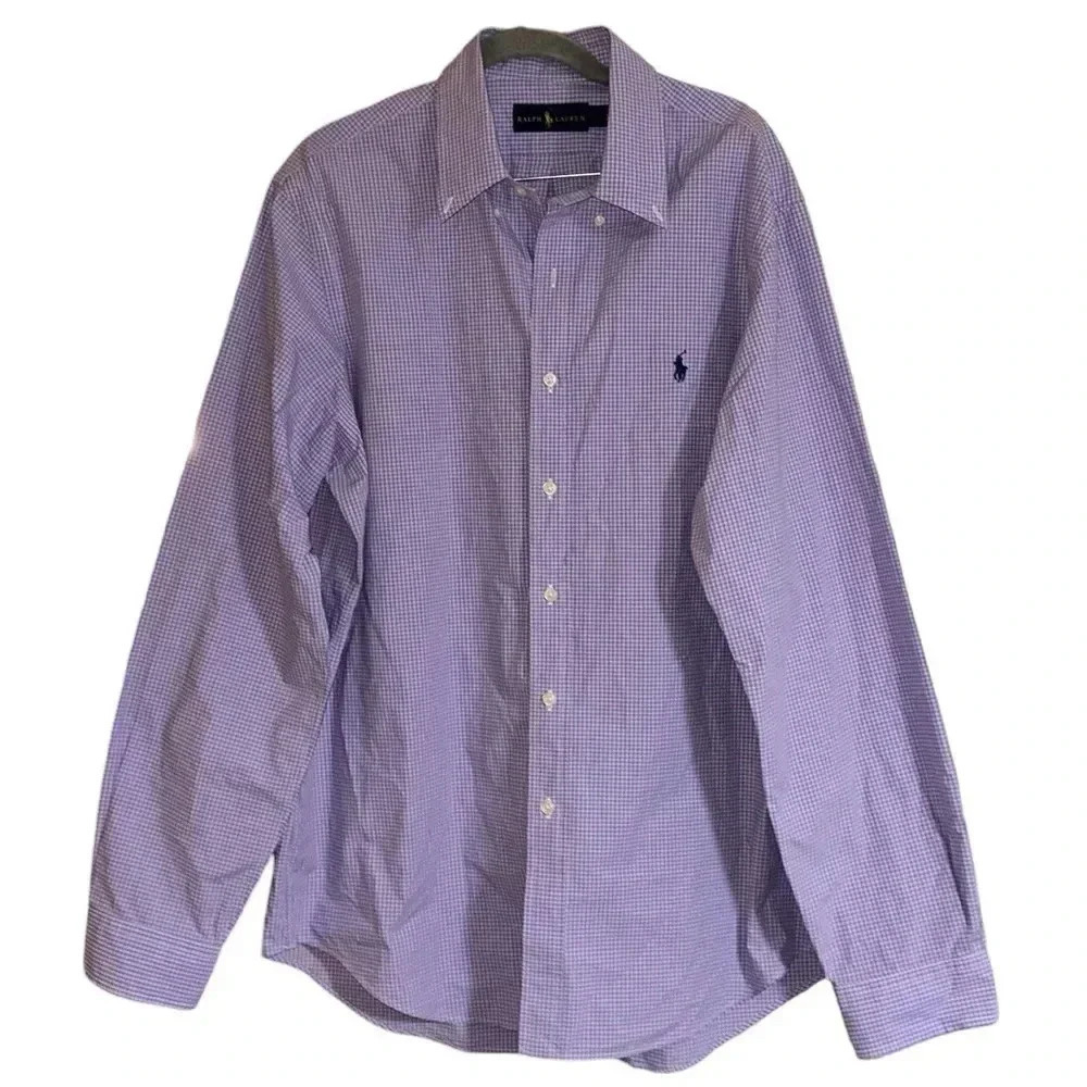 Polo by Ralph Lauren Purple Plaid Long Sleeve Button Down Shirt Size Large
